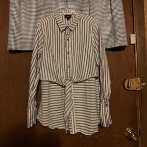 Mossimo Striped Tie Front Top   Size Large